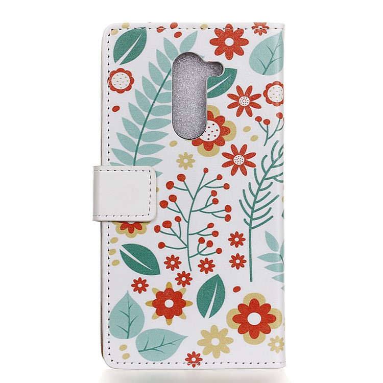 For Nokia 7 plus Patterned PU Leather Wallet Stand Phone Cover - Flowers and Leaves-2