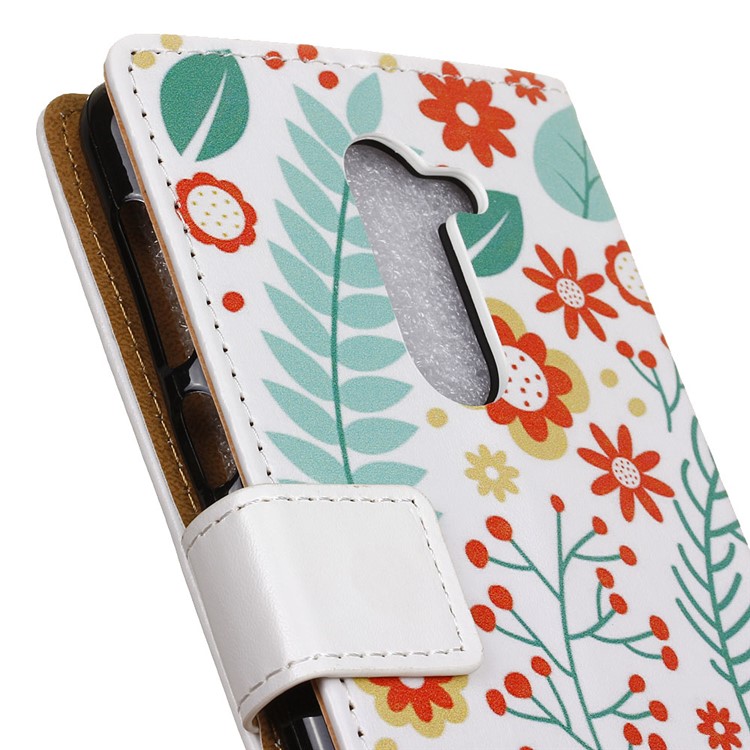 For Nokia 7 plus Patterned PU Leather Wallet Stand Phone Cover - Flowers and Leaves-3