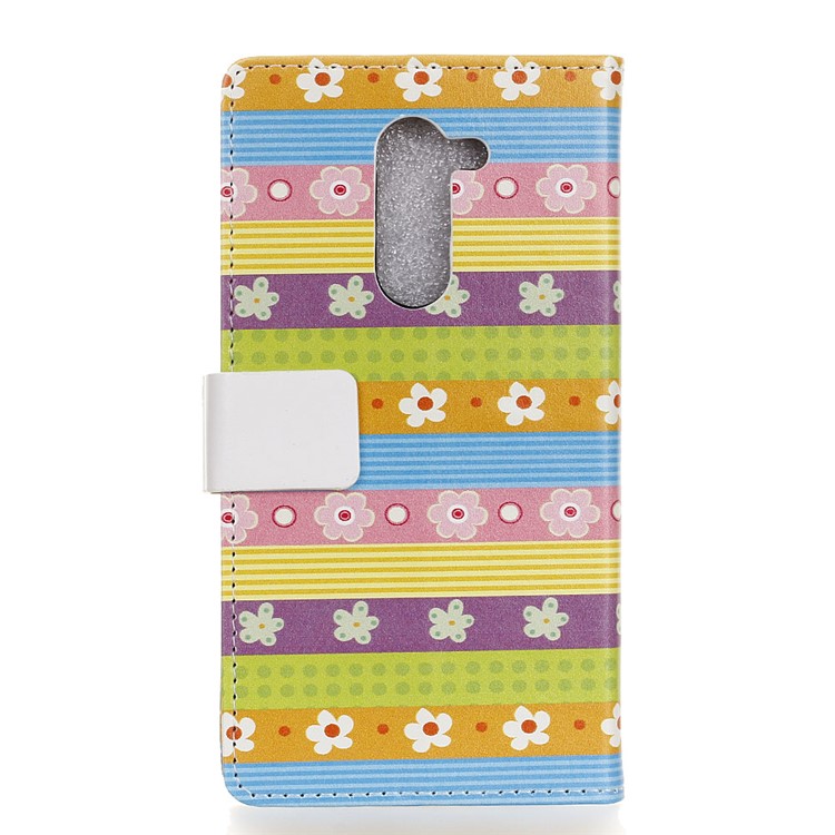 For Nokia 7 plus Patterned PU Leather Wallet Stand Phone Casing - Colorful Stripes & Flowers-2
