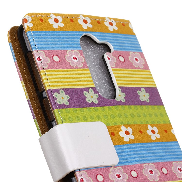 For Nokia 7 plus Patterned PU Leather Wallet Stand Phone Casing - Colorful Stripes & Flowers-3