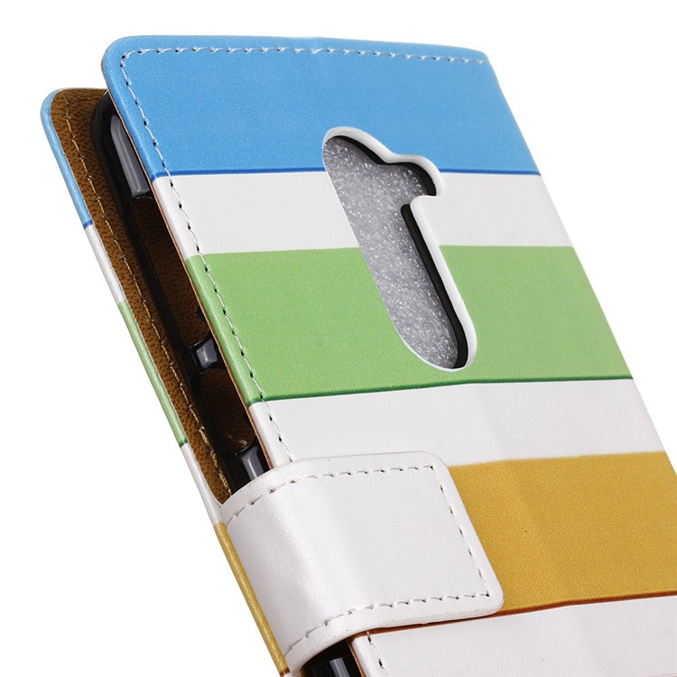 For Nokia 7 plus Patterned PU Leather Wallet Stand Mobile Shell - Colorized Stripes-3
