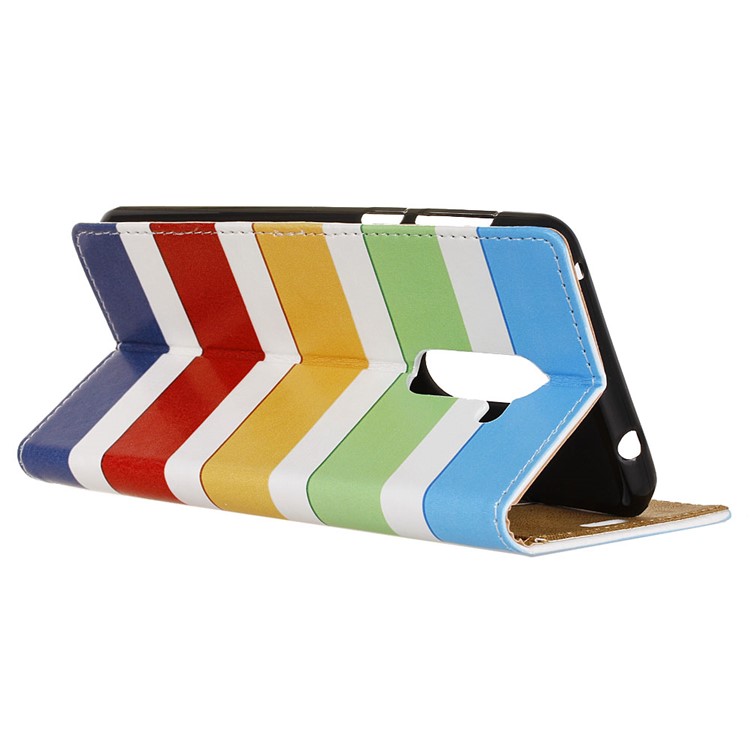 For Nokia 7 plus Patterned PU Leather Wallet Stand Mobile Shell - Colorized Stripes-4