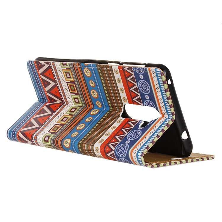 For Nokia 7 plus Patterned PU Leather Wallet Stand Mobile Case - Tribal Geometric Figure-4