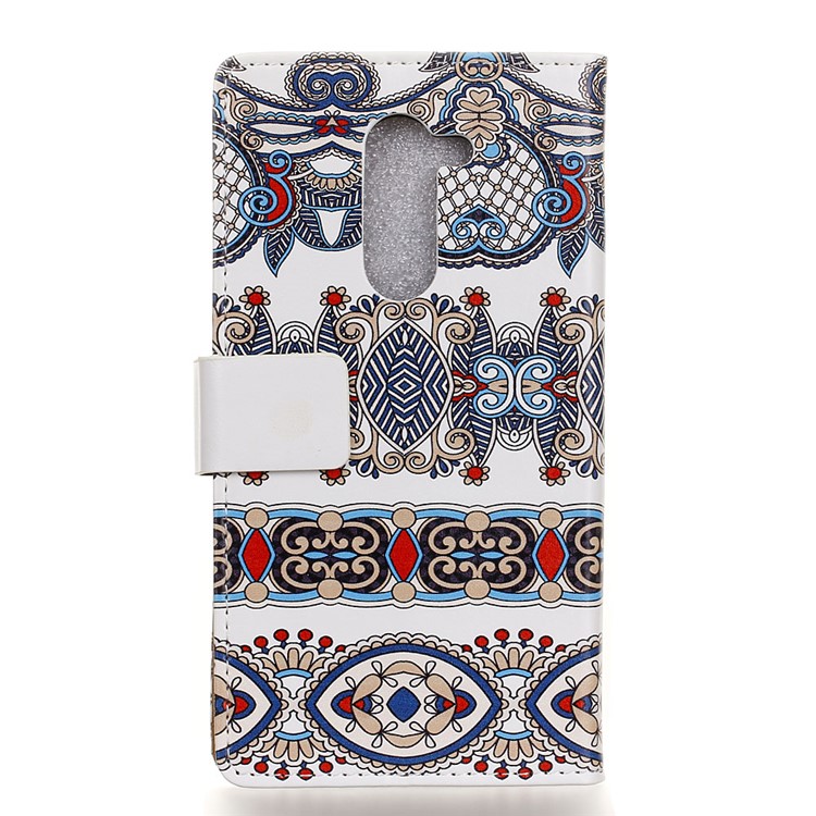 For Nokia 7 plus Patterned PU Leather Wallet Stand Mobile Phone Case - Arabic Floral Pattern-2
