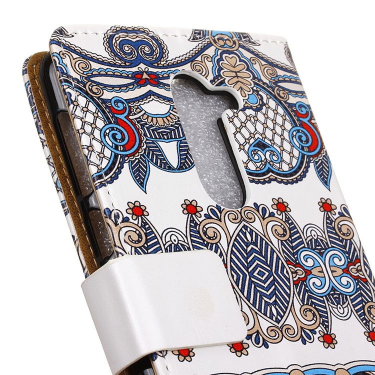 For Nokia 7 plus Patterned PU Leather Wallet Stand Mobile Phone Case - Arabic Floral Pattern-3