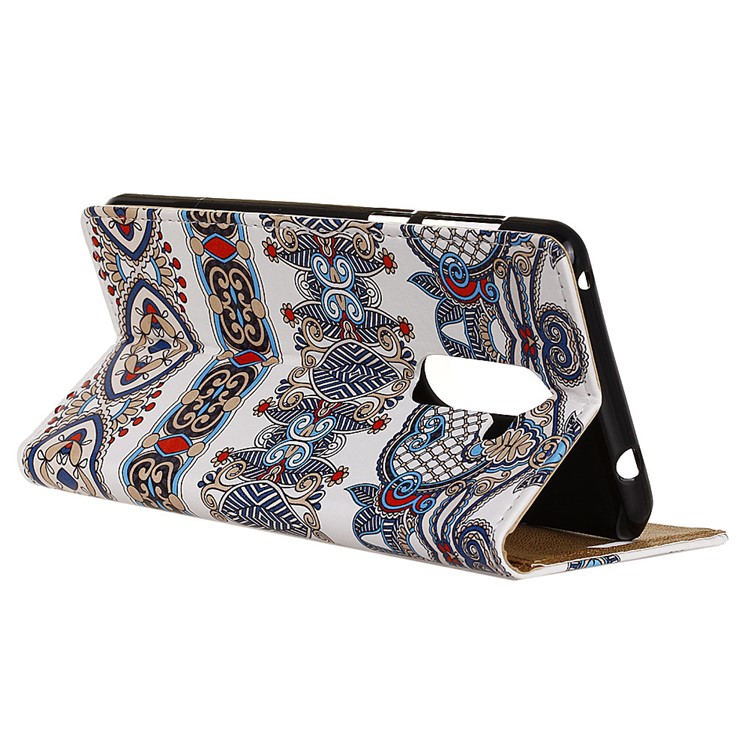 For Nokia 7 plus Patterned PU Leather Wallet Stand Mobile Phone Case - Arabic Floral Pattern-4