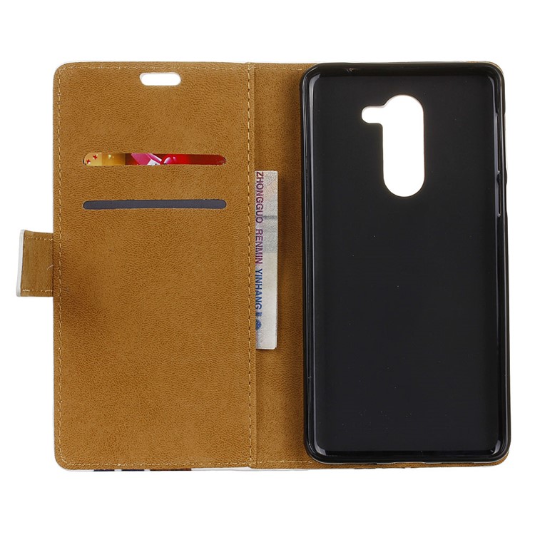 For Nokia 7 plus Patterned PU Leather Wallet Stand Mobile Phone Case - Arabic Floral Pattern-5