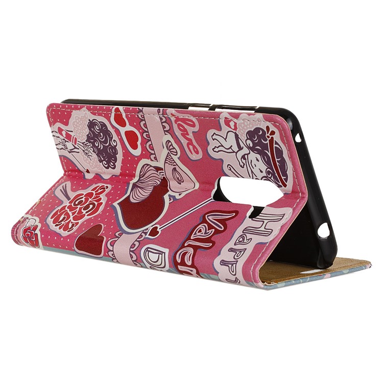 For Nokia 7 plus Patterned PU Leather Wallet Stand Protective Cover - Kissing Lovers-4