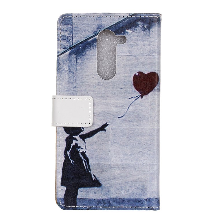 For Nokia 7 plus Patterned PU Leather Wallet Stand Protection Shell - Retro Girl Flying Balloon-2