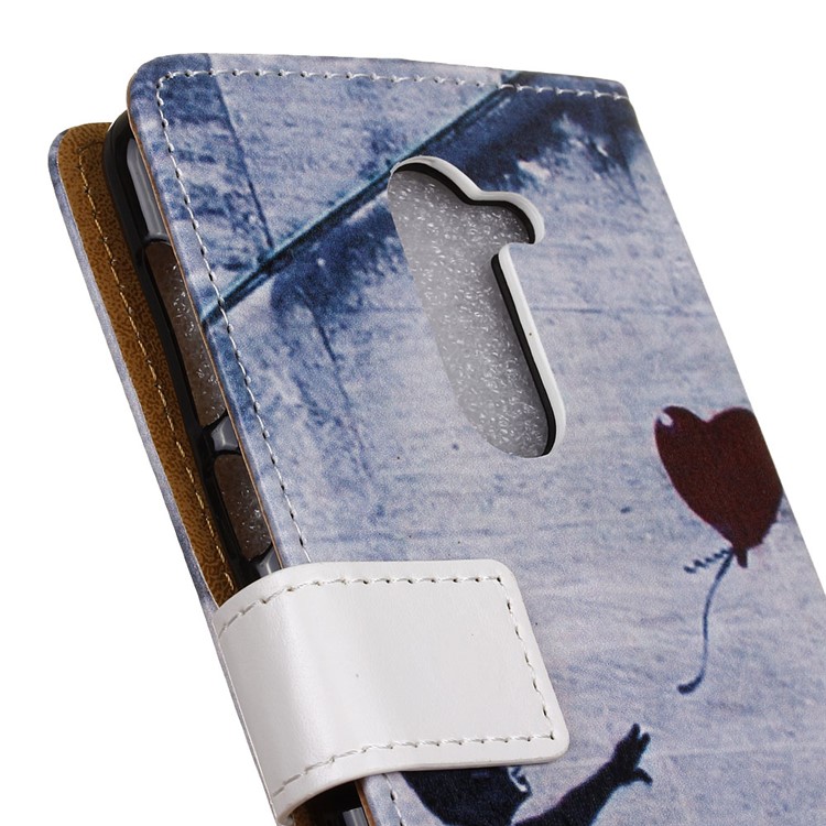 For Nokia 7 plus Patterned PU Leather Wallet Stand Protection Shell - Retro Girl Flying Balloon-3