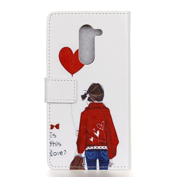 For Nokia 7 plus Patterned PU Leather Wallet Casing Cover - Girl Holding Heart Balloon-2