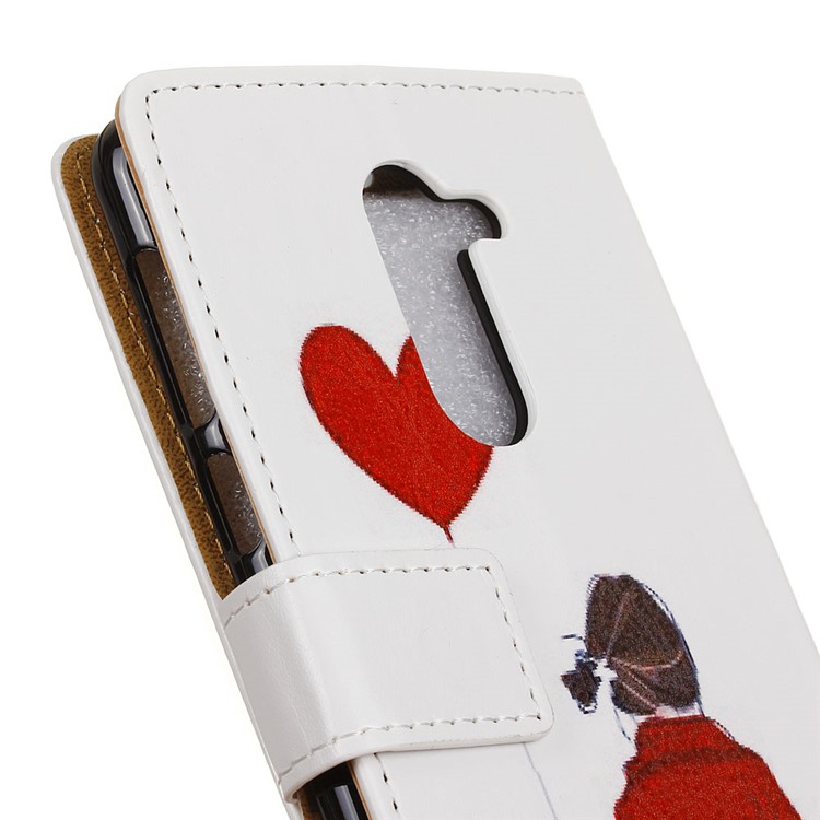 For Nokia 7 plus Patterned PU Leather Wallet Casing Cover - Girl Holding Heart Balloon-3
