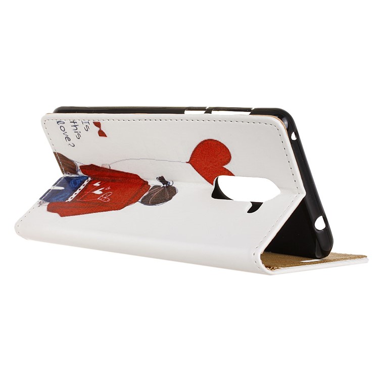 For Nokia 7 plus Patterned PU Leather Wallet Casing Cover - Girl Holding Heart Balloon-4