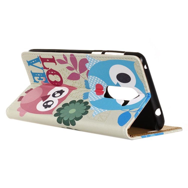 For Nokia 7 plus Patterned PU Leather Stand Card Holder Case - Owl Lovers-4