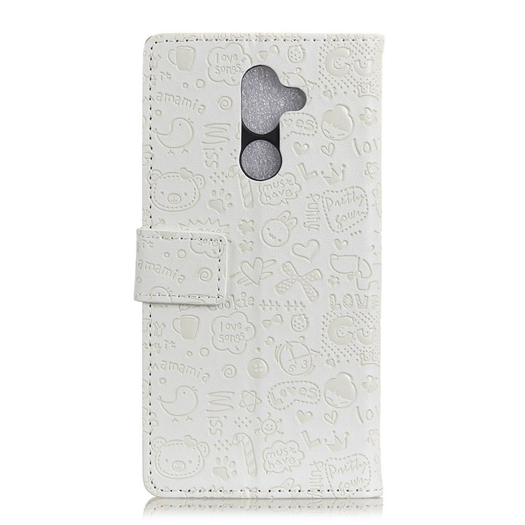 Cartoon Graffiti Wallet Stand Flip Leather Cover for Nokia 7 plus - White-3
