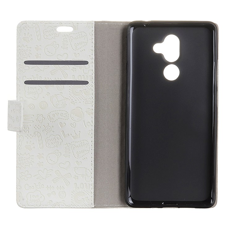 Cartoon Graffiti Wallet Stand Flip Leather Cover for Nokia 7 plus - White-4