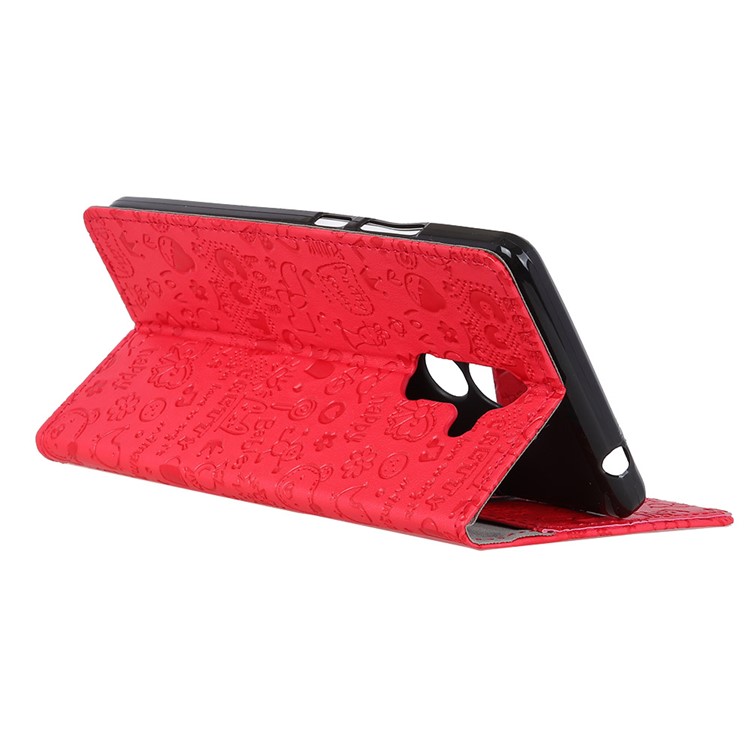 Cartoon Graffiti Wallet Stand Flip Leather Shell for Nokia 7 plus - Red-5