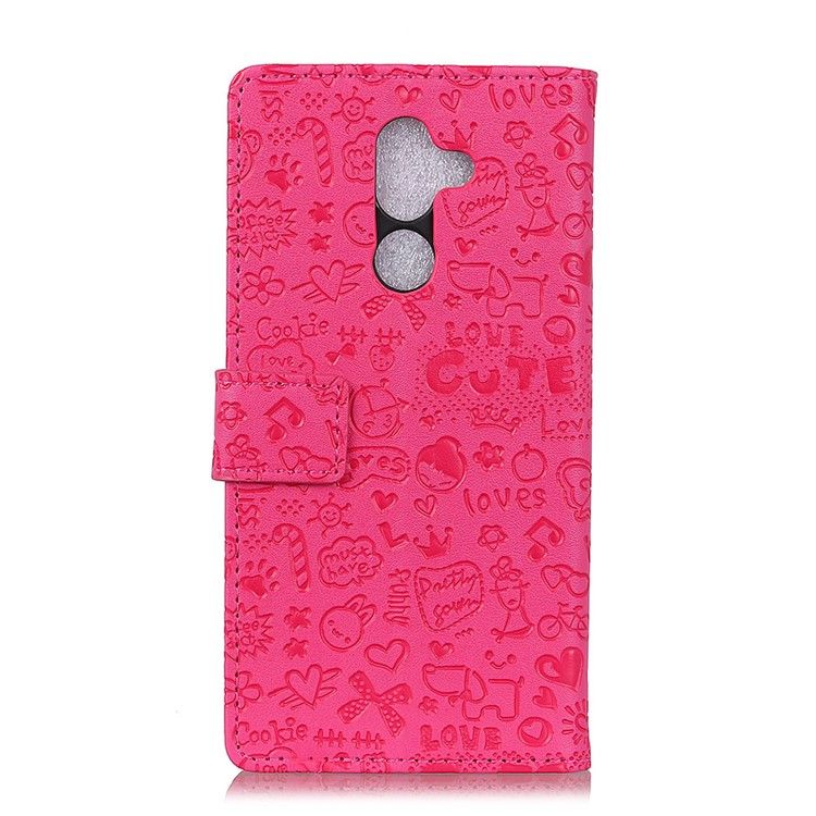 Cartoon Graffiti Wallet Stand Flip Leather Phone Case for Nokia 7 plus - Rose-3