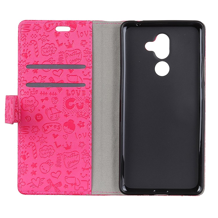 Cartoon Graffiti Wallet Stand Flip Leather Phone Case for Nokia 7 plus - Rose-4