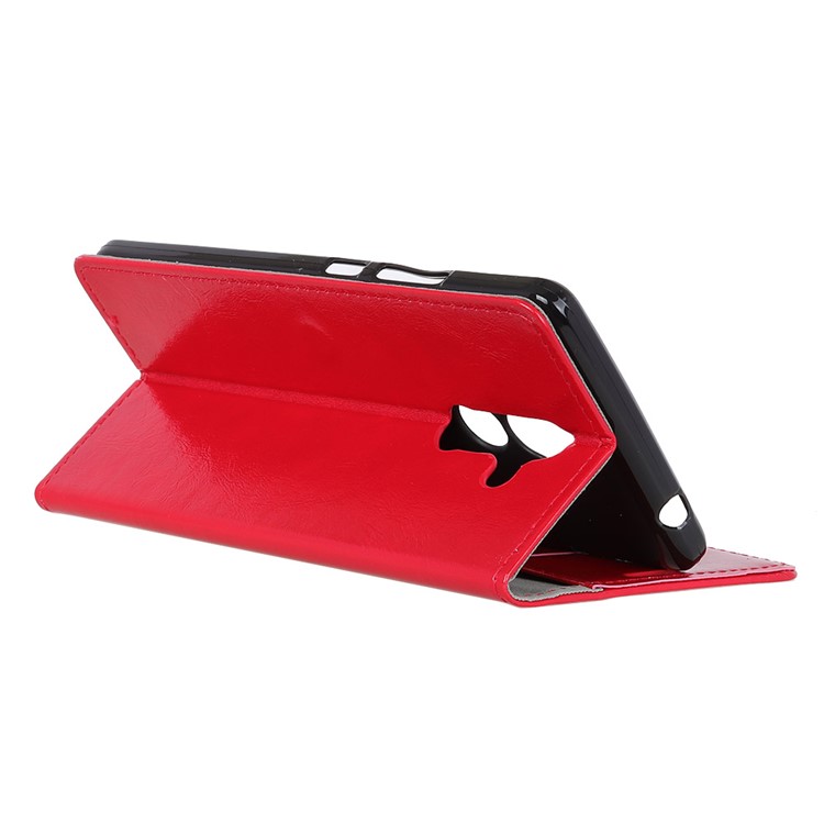 Crazy Horse Texture Wallet Stand Leather Shell for Nokia 7 plus - Red-5