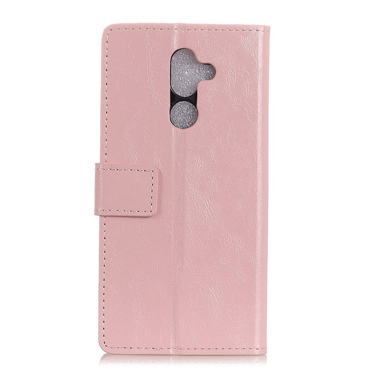 Crazy Horse Texture Wallet Stand Leather Phone Case for Nokia 7 plus - Pink-4