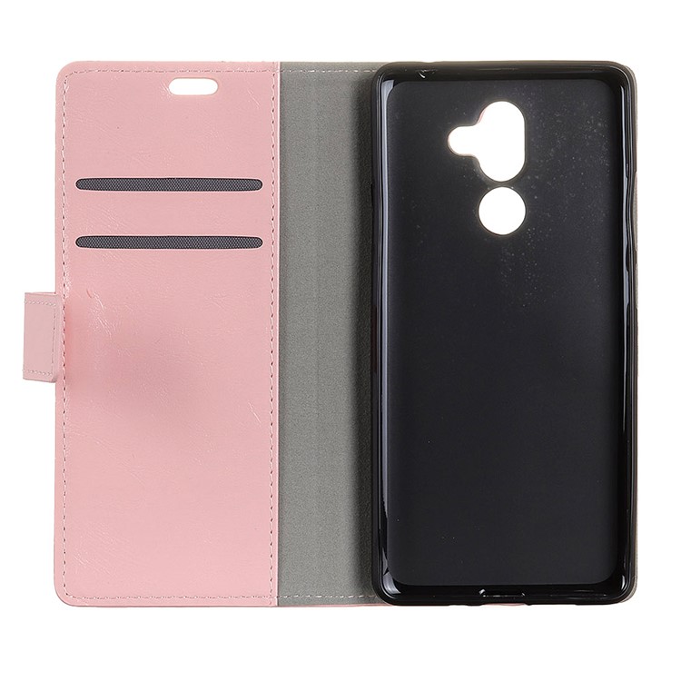 Crazy Horse Texture Wallet Stand Leather Phone Case for Nokia 7 plus - Pink-5