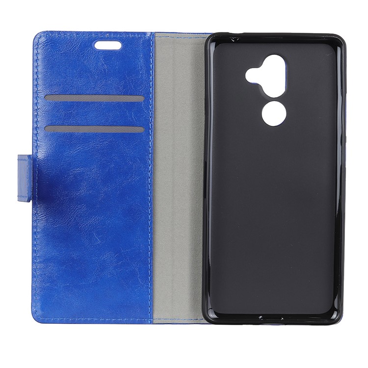 Crazy Horse Texture Wallet Stand Leather Mobile Cover for Nokia 7 plus - Blue-5