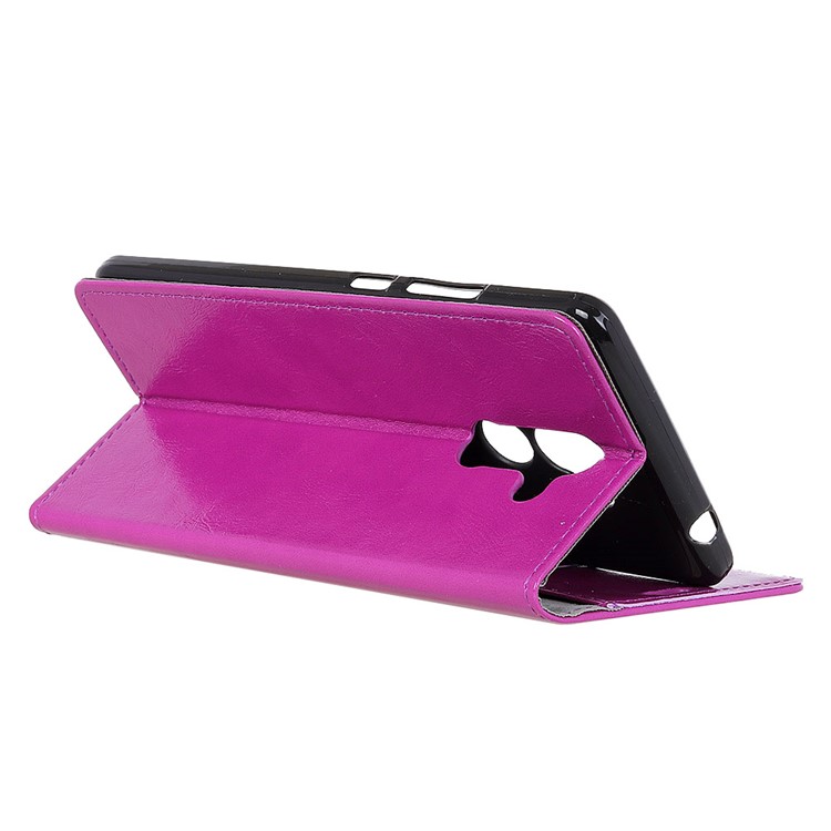 Crazy Horse Texture Wallet Stand Leather Case Accessory for Nokia 7 plus - Purple-2