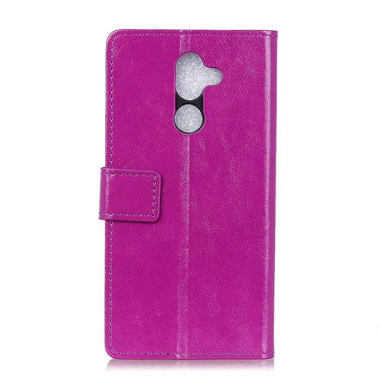 Crazy Horse Texture Wallet Stand Leather Case Accessory for Nokia 7 plus - Purple-4