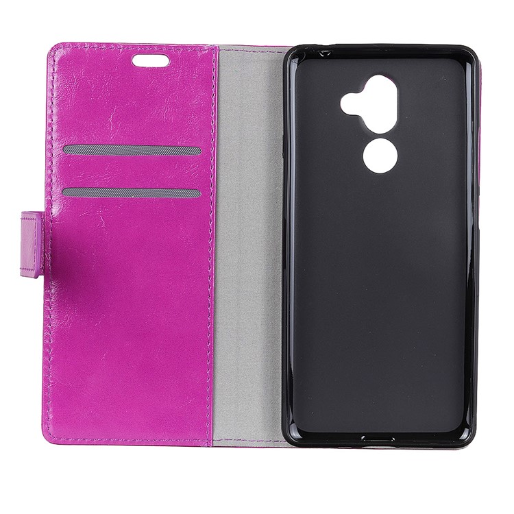 Crazy Horse Texture Wallet Stand Leather Case Accessory for Nokia 7 plus - Purple-5