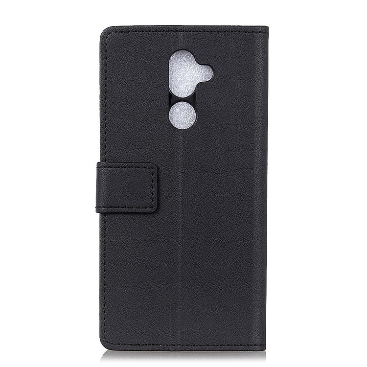 PU Leather Wallet Stand Phone Case for Nokia 7 plus - Black-2
