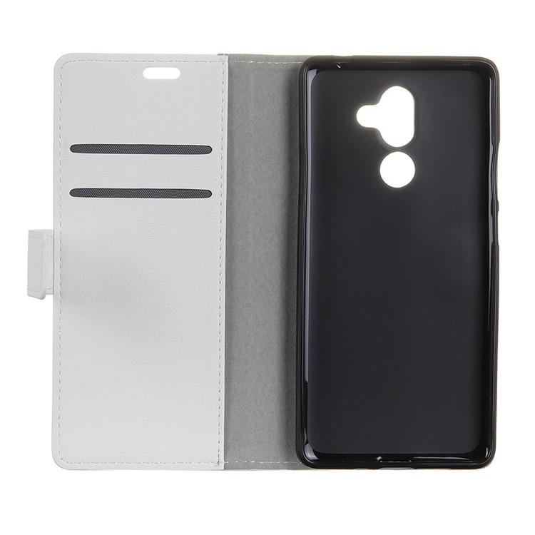 PU Leather Wallet Stand Phone Cover for Nokia 7 plus - White-5