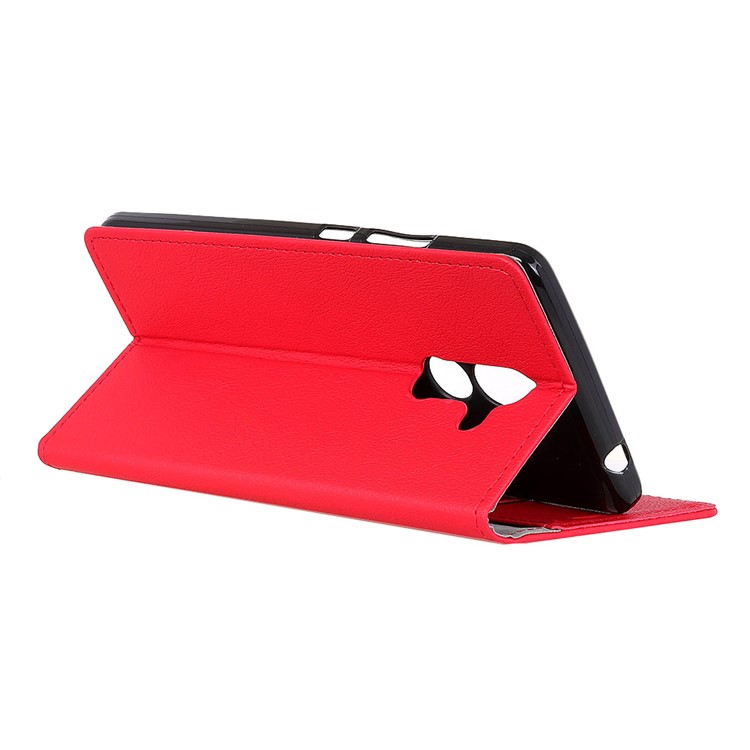 PU Leather Wallet Stand Phone Shell for Nokia 7 plus - Red-2
