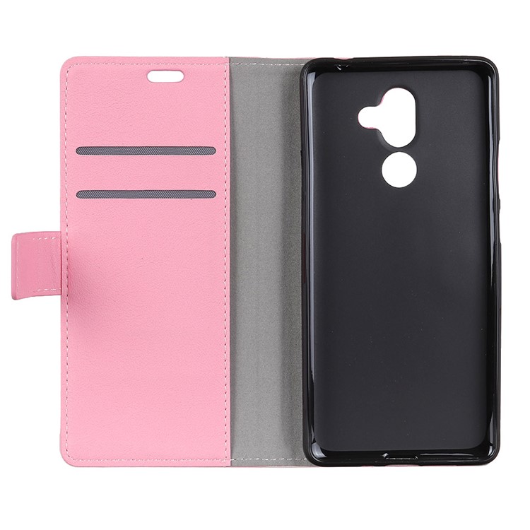 PU Leather Wallet Stand Phone Casing for Nokia 7 plus - Pink-5