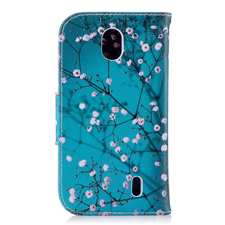 Musterdruckledermappen-Standplatzkasten Für Nokia 1 - Winterblüte-3