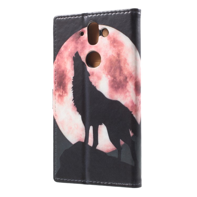Pattern Printing Leather Wallet Stand Case for Nokia 8 Sirocco - Wolf Howling at the Moon-2