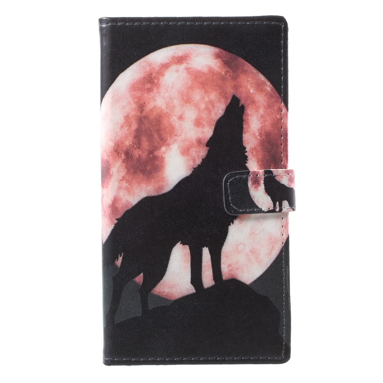 Pattern Printing Leather Wallet Stand Case for Nokia 8 Sirocco - Wolf Howling at the Moon-3