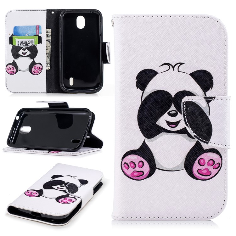 Padrão De Impressão Carteira Suporte De Couro Flip Caso De Telefone Magnético Para Nokia 1 - Panda Bonito-1