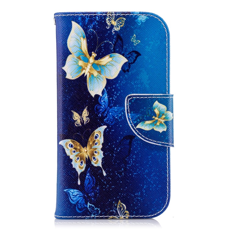 Padrão De Impressão Carteira Suporte De Couro Flip Tampa Do Telefone Para Nokia 1 - Borboleta Azul-2