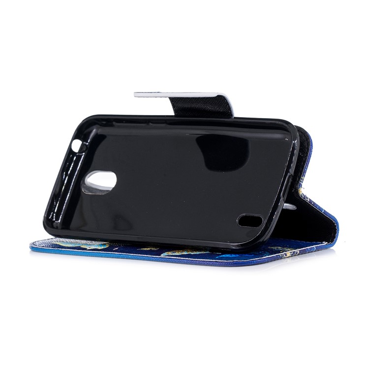 Padrão De Impressão Carteira Suporte De Couro Flip Tampa Do Telefone Para Nokia 1 - Borboleta Azul-5