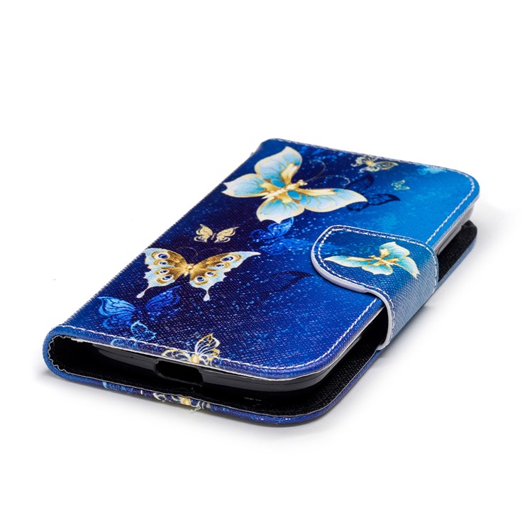 Padrão De Impressão Carteira Suporte De Couro Flip Tampa Do Telefone Para Nokia 1 - Borboleta Azul-6