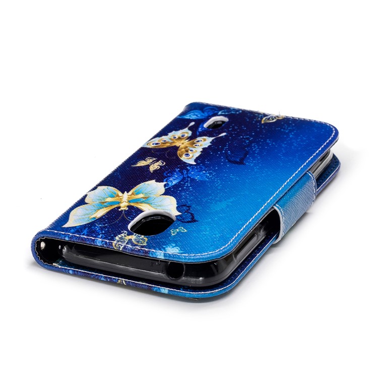 Padrão De Impressão Carteira Suporte De Couro Flip Tampa Do Telefone Para Nokia 1 - Borboleta Azul-7