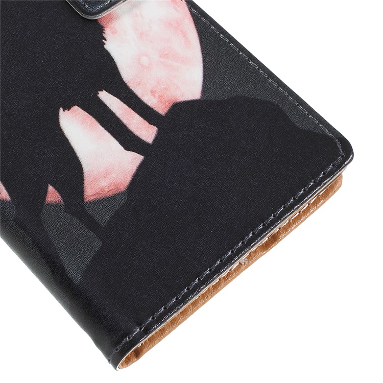 Pattern Printing Leather Wallet Stand Case for Nokia 7 plus - Wolf Howling at the Moon-4