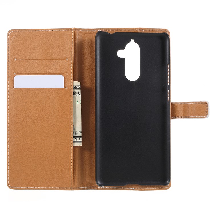 Pattern Printing Leather Wallet Stand Case for Nokia 7 plus - Wolf Howling at the Moon-8