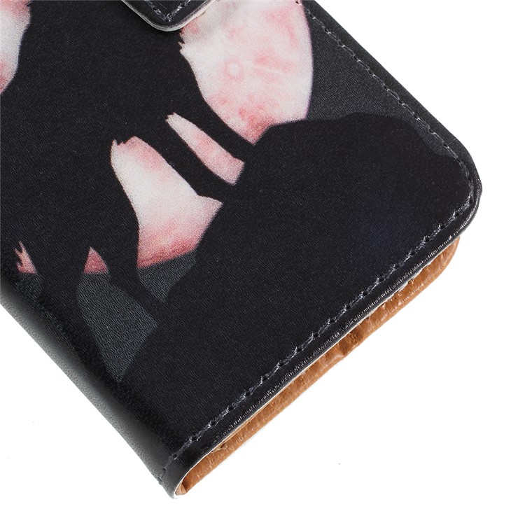 For Nokia 1 Pattern Printing Leather Wallet Stand Mobile Cover - Wolf Howling at the Moon-4