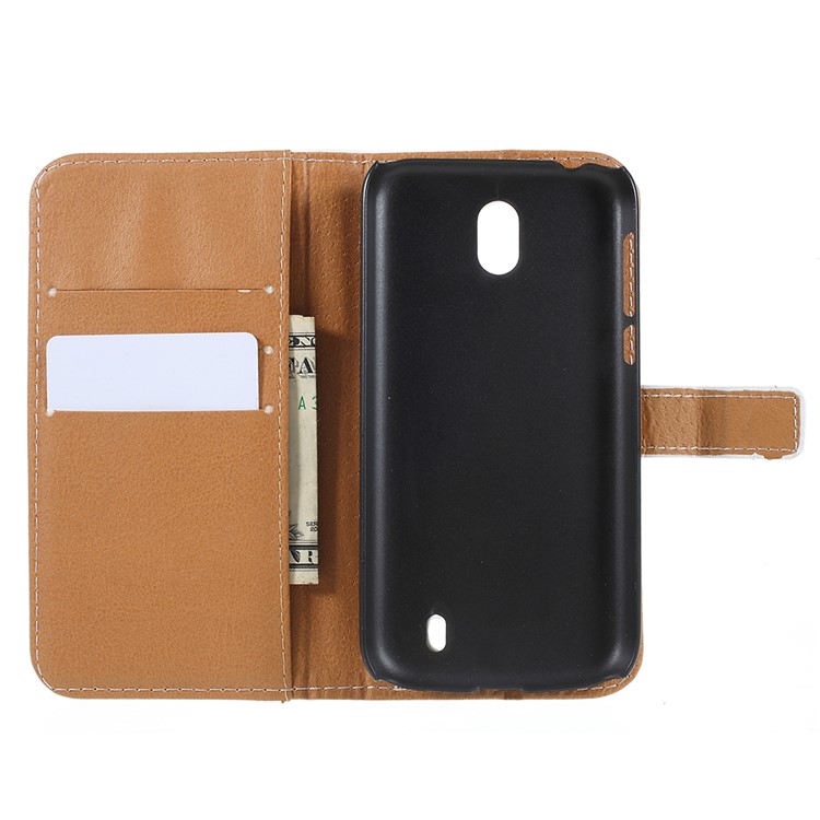 For Nokia 1 Pattern Printing Leather Wallet Stand Mobile Cover - Wolf Howling at the Moon-8