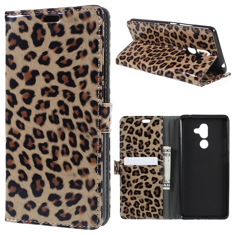 For Nokia 7 plus Leopard Pattern Leather Wallet Stand Mobile Phone Case-1