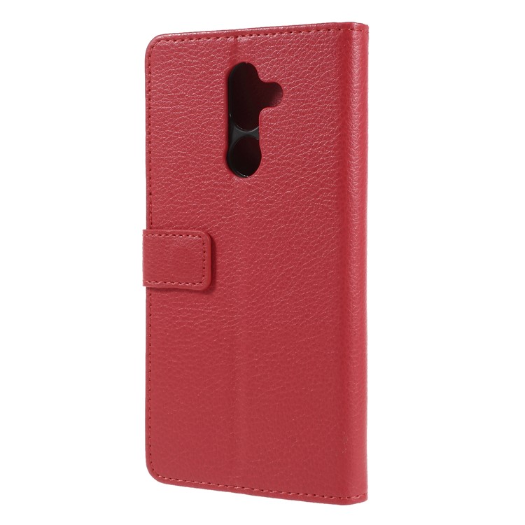 Litchi Skin Wallet Leather Stand Case for Nokia 7 plus - Red-2