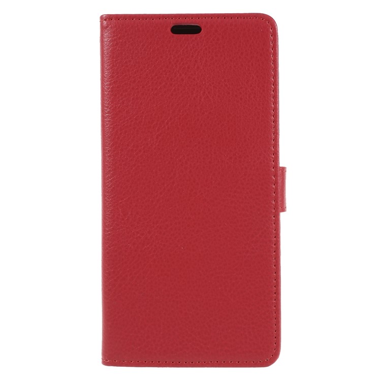 Litchi Skin Wallet Leather Stand Case for Nokia 7 plus - Red-3