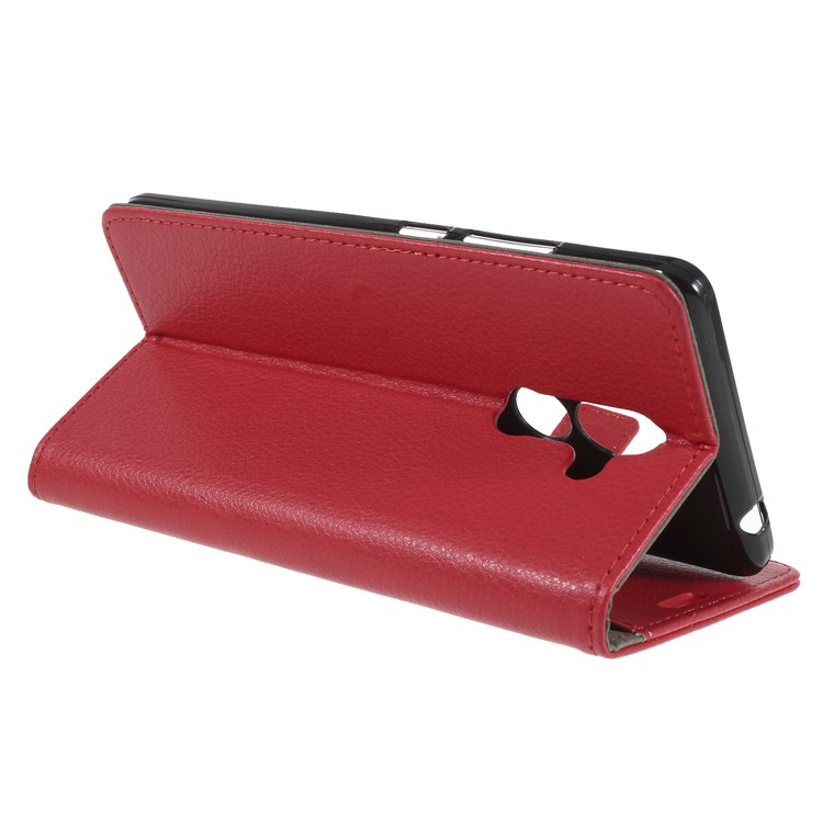 Litchi Skin Wallet Leather Stand Case for Nokia 7 plus - Red-5